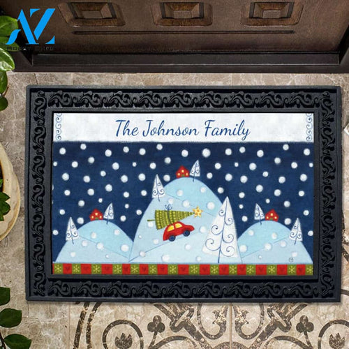 Personalized Joy Christmas Tree - Doormat - 18" x 30"