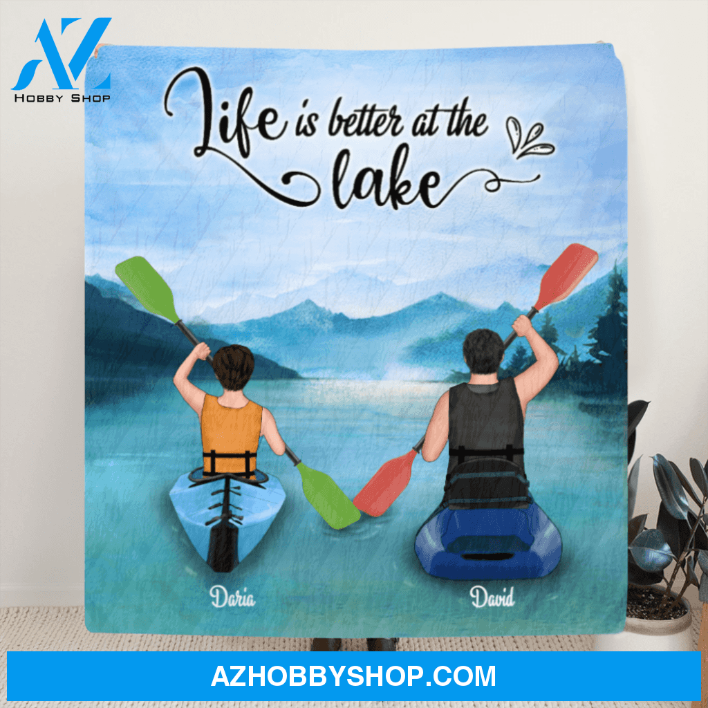 Personalized Kayak Quilt Blanket - Couple - Gift For Couple, Best Gift for Same Sex Couple - Life Is Better At The Lake - FKUJGV