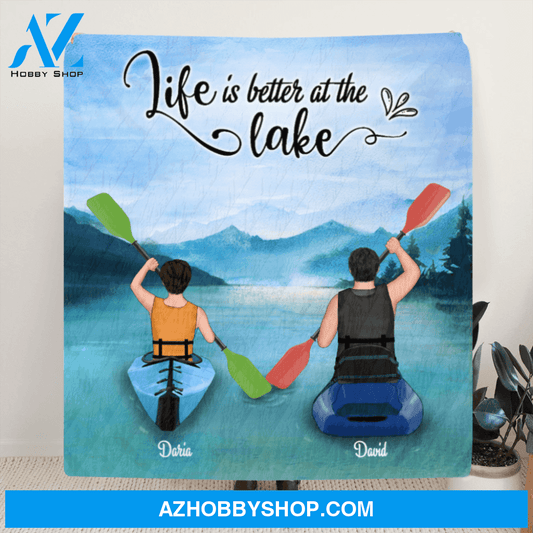 Personalized Kayak Quilt Blanket - Couple - Gift For Couple, Best Gift for Same Sex Couple - Life Is Better At The Lake - FKUJGV