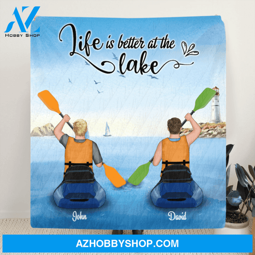 Personalized Kayak Quilt Blanket - Couple Man & Man - Best Gift for Same Sex Couple - Life Is Better At The Lake - FKUJGV