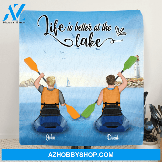 Personalized Kayak Quilt Blanket - Couple Man & Man - Best Gift for Same Sex Couple - Life Is Better At The Lake - FKUJGV