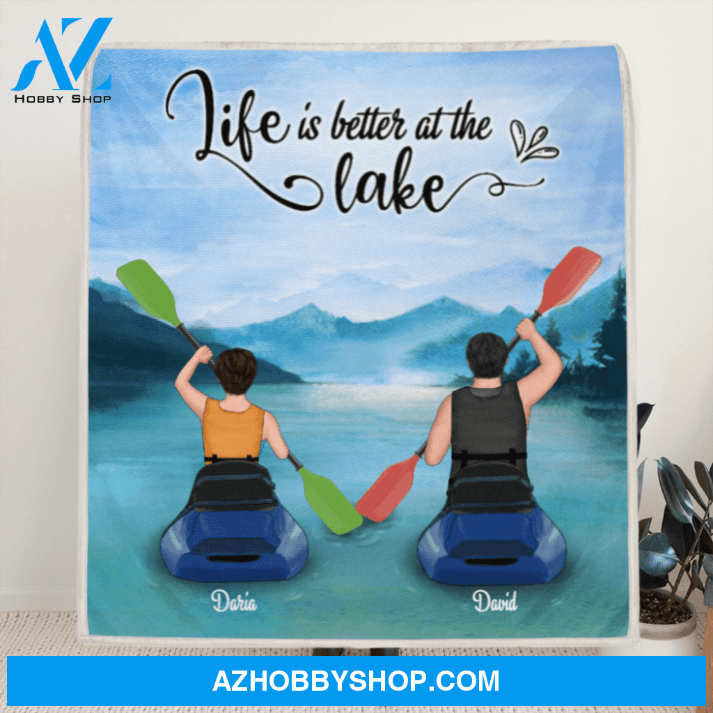 Personalized Kayak Fleece Blanket - Couple - Gift For Couple, Best Gift for Same Sex Couple - Life Is Better At The Lake - FKUJGV