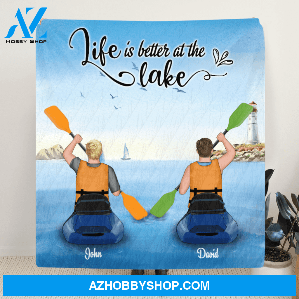 Personalized Kayak Quilt Blanket - Couple Man & Man - Best Gift for Same Sex Couple - Life Is Better At The Lake - FKUJGV