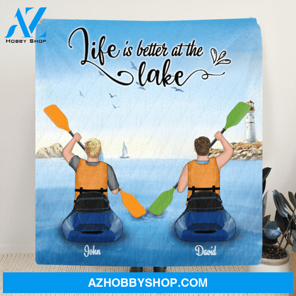 Personalized Kayak Quilt Blanket - Couple Man & Man - Best Gift for Same Sex Couple - Life Is Better At The Lake - FKUJGV