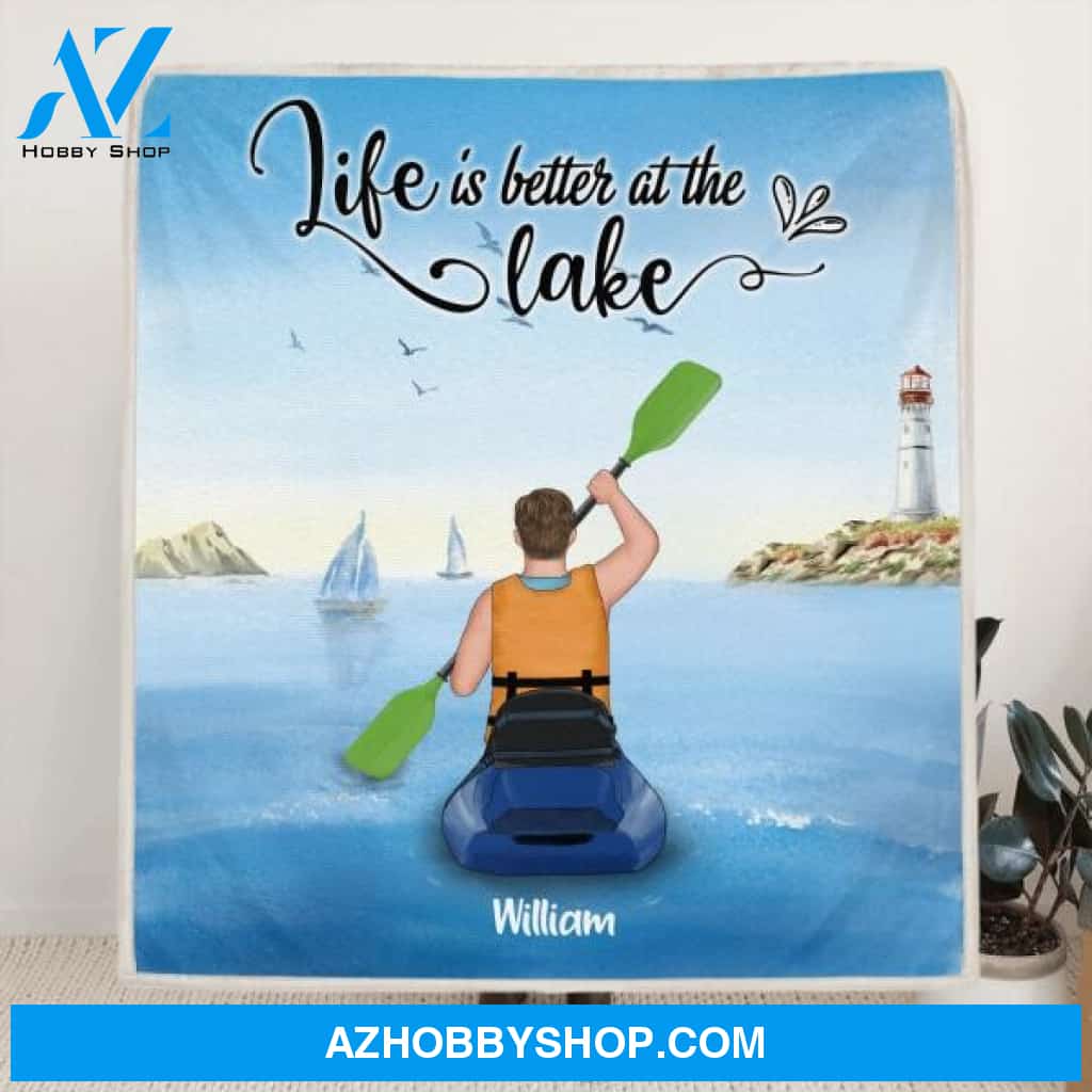 Personalized Kayak Blanket - Best Gift for Son From Mom/Dad - Life is better at the lake