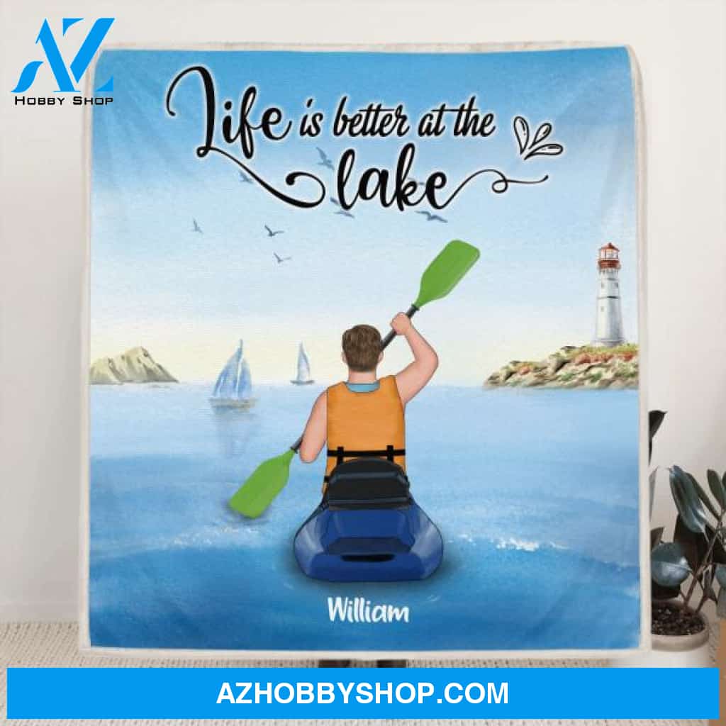 Personalized Kayak Blanket - Best Gift for Son From Mom/Dad - Life is better at the lake