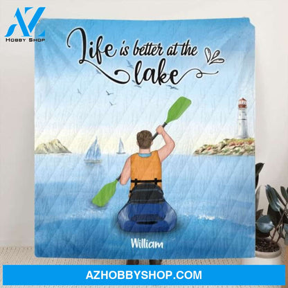 Personalized Kayak Blanket - Best Gift for Son From Mom/Dad - Life is better at the lake
