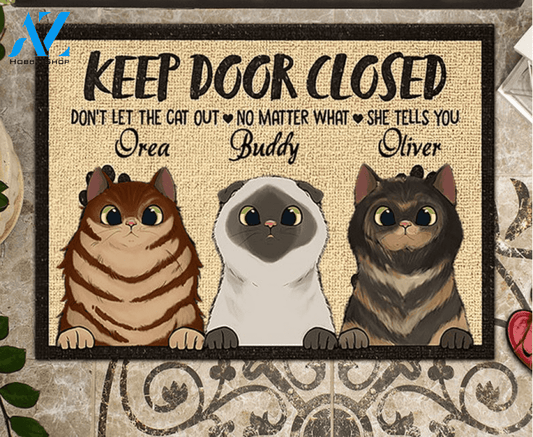 Personalized Keep Door Closed Don't Let The Cat Out Funny Doormat Gift For Cat Lovers Birthday Gift Home Decor Warm House Gift Welcome Mat