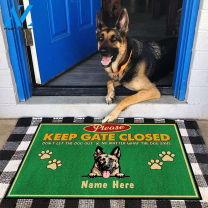 Gosszy - Personalized Keep Gate Closed Dog Doormat, Custom Dog Name Doormat, Dog Warning Mats For Gates,Warning Safety Doormat Home, Home Decor Accessories