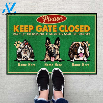 Personalized Keep Gate Closed Dog Doormat, Custom Dog Name Doormat, Dog Warning Mats For Gates,Warning Safety Doormat Home, Home Decor Accessories