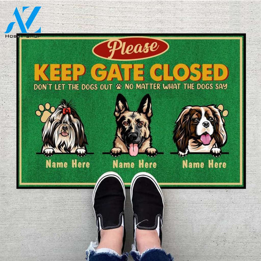Personalized Keep Gate Closed Dog Doormat, Custom Dog Name Doormat, Dog Warning Mats For Gates,Warning Safety Doormat Home, Home Decor Accessories