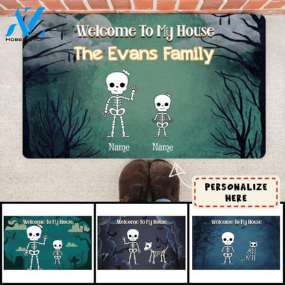 Personalized Kids Welcome to My House Halloween Doormat, Custom Up to 5 Kids
