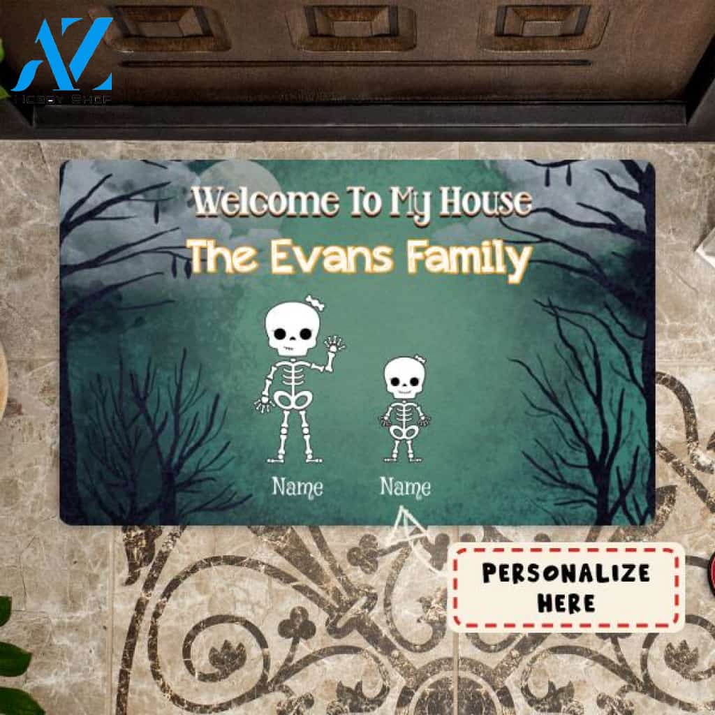 Personalized Kids Welcome to My House Halloween Doormat, Custom Up to 5 Kids