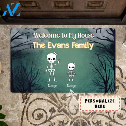 Personalized Kids Welcome to My House Halloween Doormat, Custom Up to 5 Kids