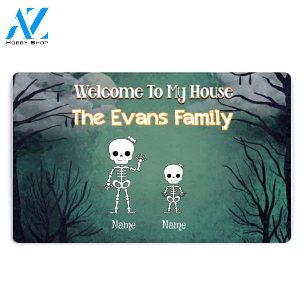 Personalized Kids Welcome to My House Halloween Doormat, Custom Up to 5 Kids