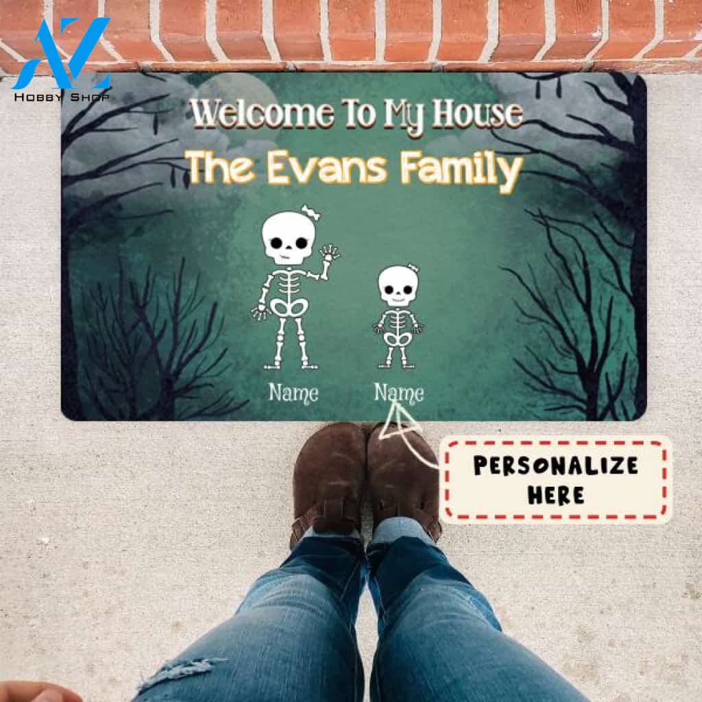 Personalized Kids Welcome to My House Halloween Doormat, Custom Up to 5 Kids