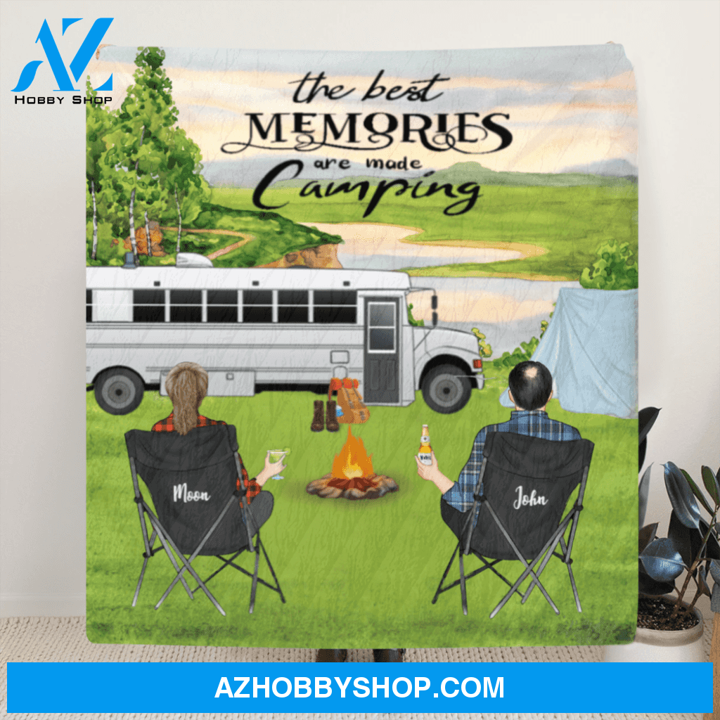 Personalized Landscape Camping Blanket Gift Idea For Couple, Camping Lovers - Couple With Drinks Camping Quilt – The Best Memories Are Made Camping - OFAWC7