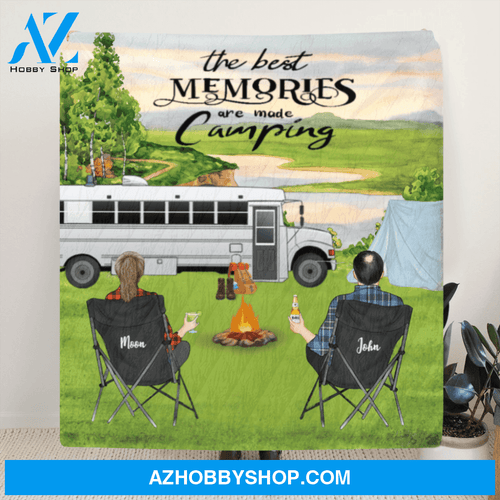Personalized Landscape Camping Blanket Gift Idea For Couple, Camping Lovers - Couple With Drinks Camping Quilt – The Best Memories Are Made Camping - OFAWC7