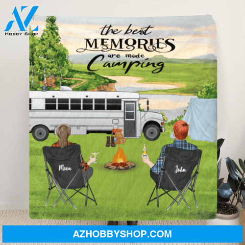 Personalized Landscape Camping Blanket Gift Idea For Couple, Camping Lovers - Couple With Drinks Quilt – The Best Memories Are Made Camping - OFAWC7