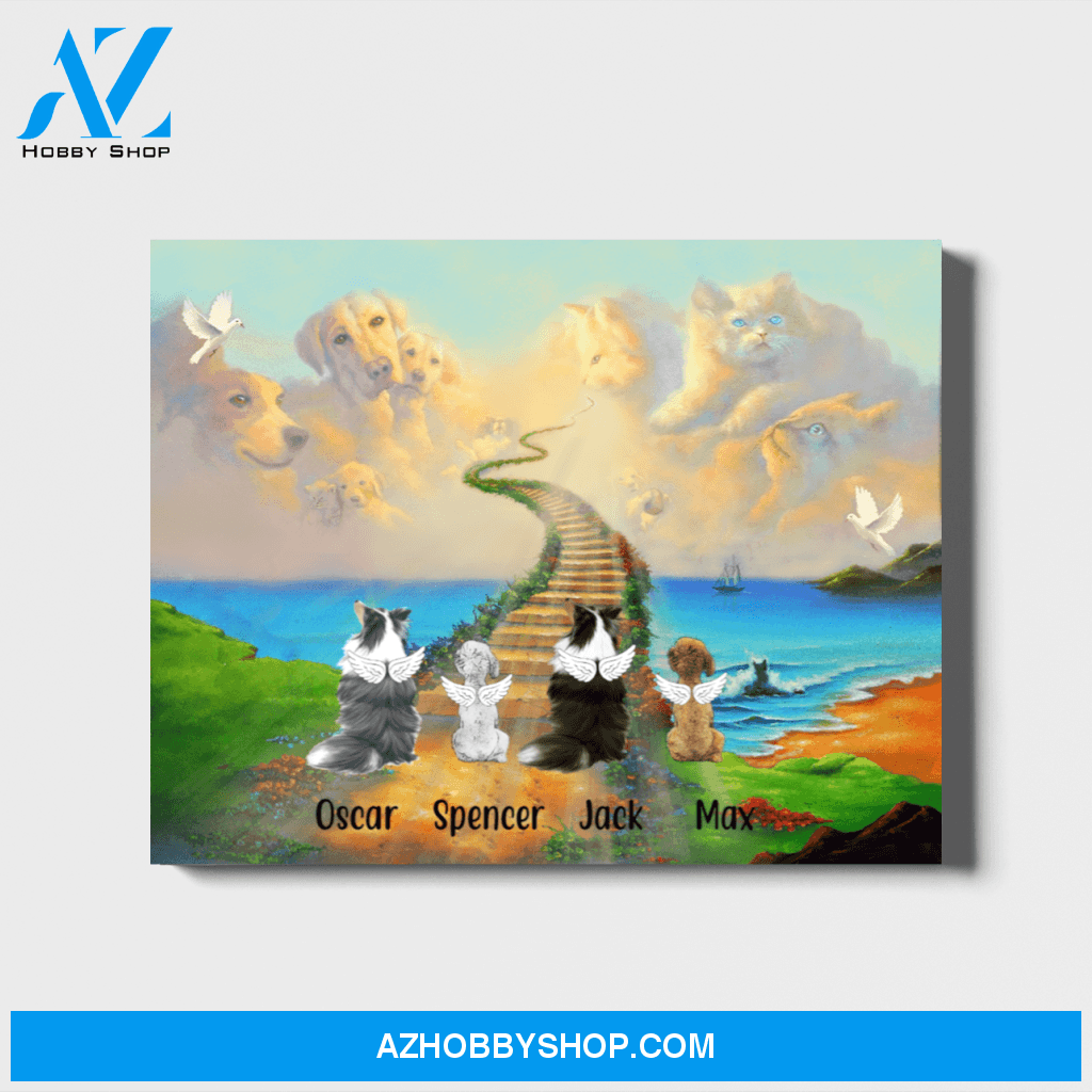 Personalized Landscape Canvas, Angel Dogs, Custom Gift for Dog Lovers