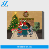 Personalized Landscape Canvas, Christmas Couple, Custom Gift for Dogs Lovers