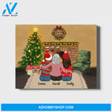 Personalized Landscape Canvas, Christmas Girls, Custom Gift for Sisters Best Friends
