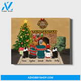 Personalized Landscape Canvas, Couple and A Kid with Dogs