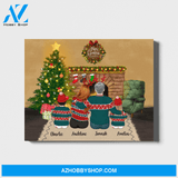 Personalized Landscape Canvas, Couple and Kids, Custom Gift for Christmas