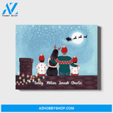 Personalized Landscape Canvas, Couple and Kids On Rooftop, Custom Gift for Christmas