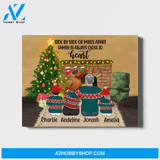 Personalized Landscape Canvas, Couple and Kids with Text, Custom Gift for Christmas