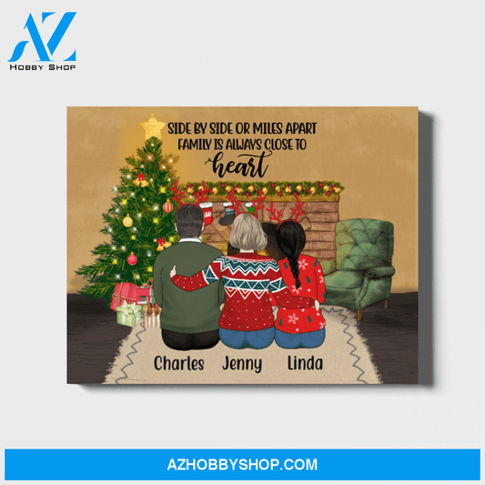 Personalized Landscape Canvas, Father and Daughters, Custom Gift for Christmas