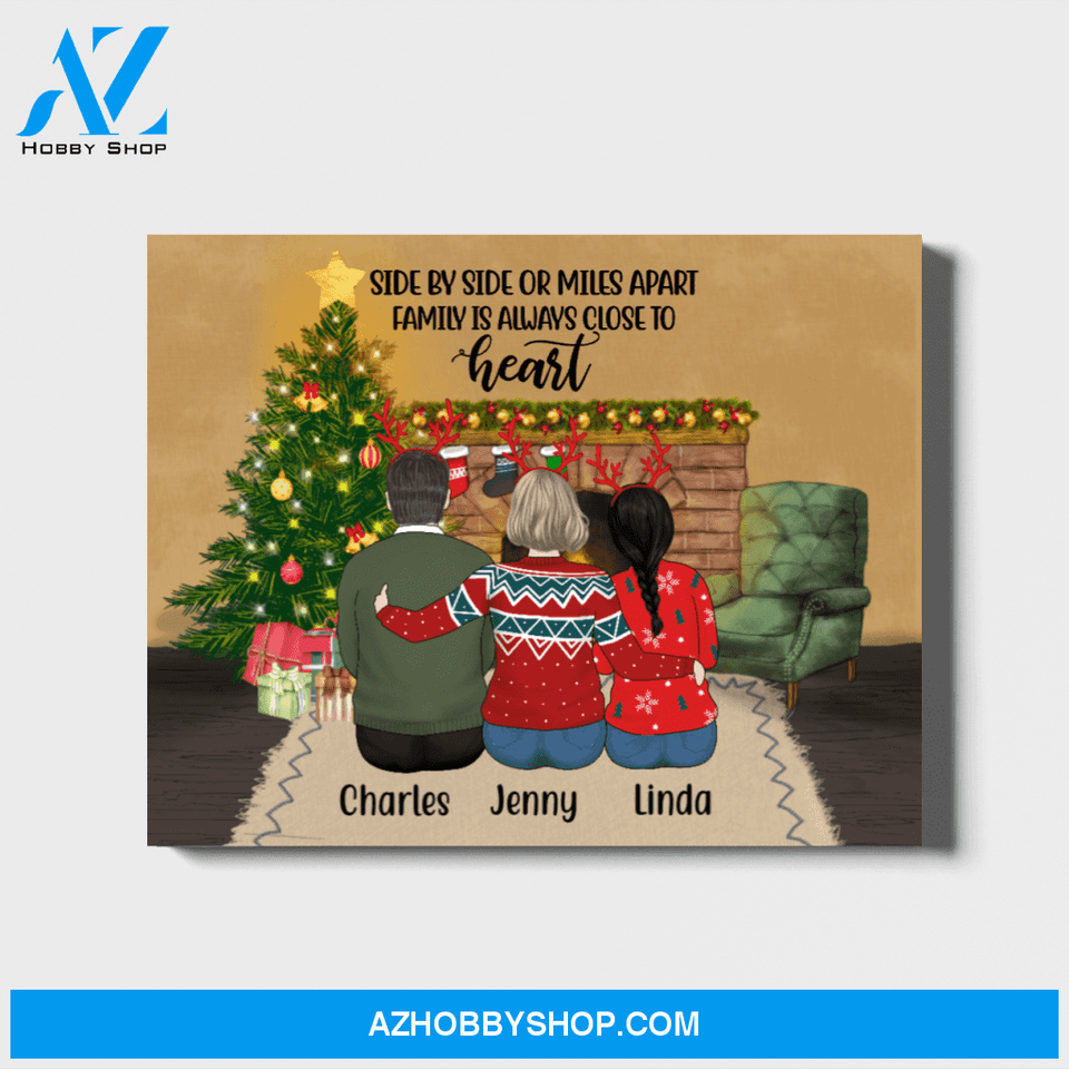 Personalized Landscape Canvas, Father and Daughters, Custom Gift for Christmas