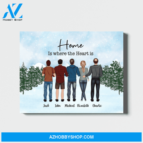 Personalized Landscape Canvas, Five Members Family, Custom Gift for Christmas