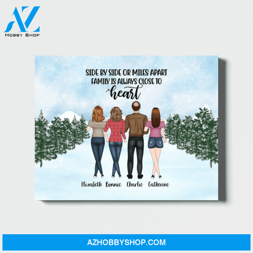 Personalized Landscape Canvas, Four Members Family, Custom Gift for Christmas