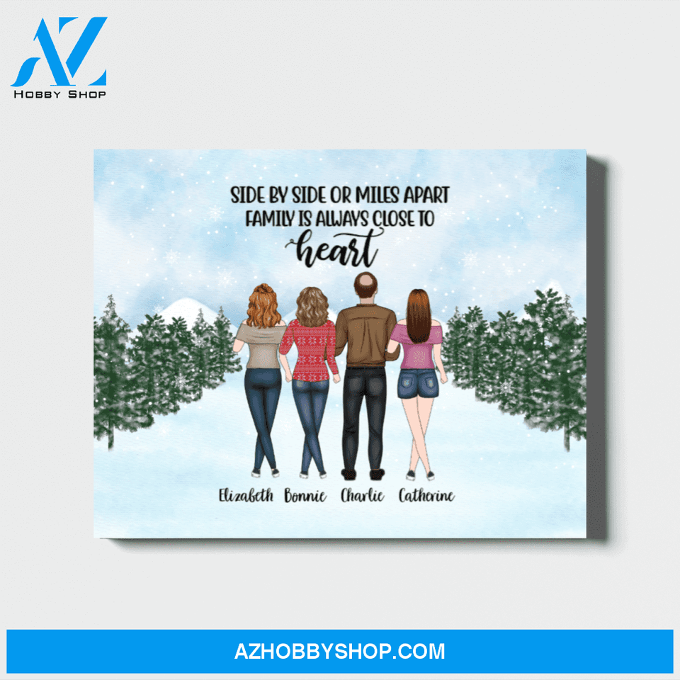 Personalized Landscape Canvas, Four Members Family, Custom Gift for Christmas