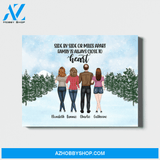 Personalized Landscape Canvas, Four Members Family, Custom Gift for Christmas