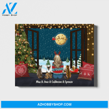 Personalized Landscape Canvas, Girl and Cats Custom Cat Lovers Gift for Christmas