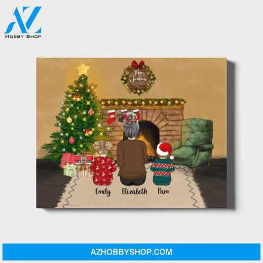 Personalized Landscape Canvas, Grandmother and Kids, Custom Gift for Christmas