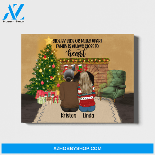 Personalized Landscape Canvas, Mother and Daughters, Custom Gift for Christmas