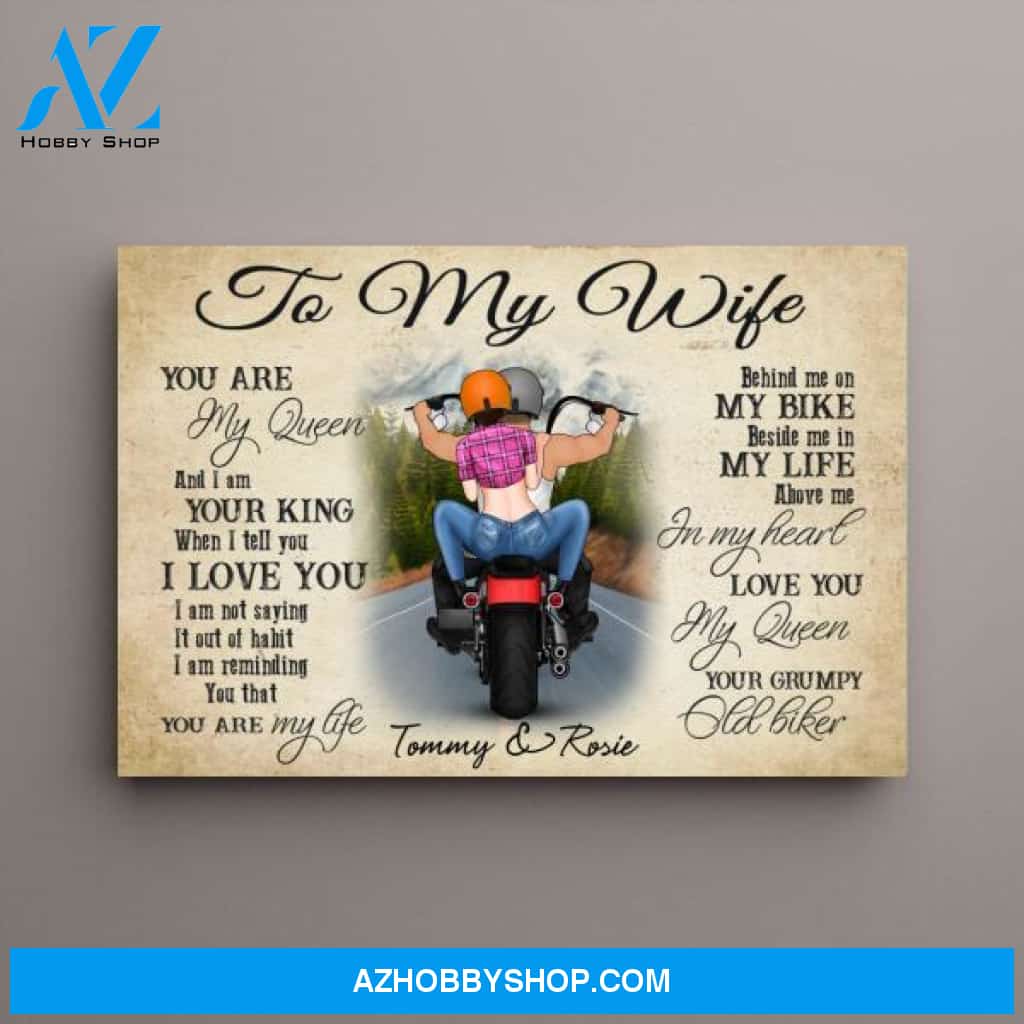 Personalized Landscape Canvas, Motorcycle Couple Gift for Bikers