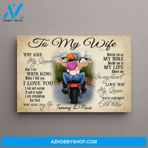 Personalized Landscape Canvas, Motorcycle Couple Gift for Bikers