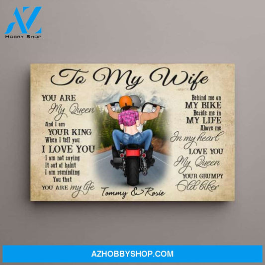 Personalized Landscape Canvas, Motorcycle Couple Gift for Bikers