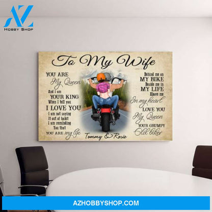 Personalized Landscape Canvas, Motorcycle Couple Gift for Bikers