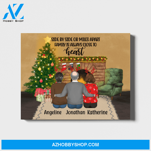 Personalized Landscape Canvas, Old Parents and Daughters, Custom Gift for Christmas