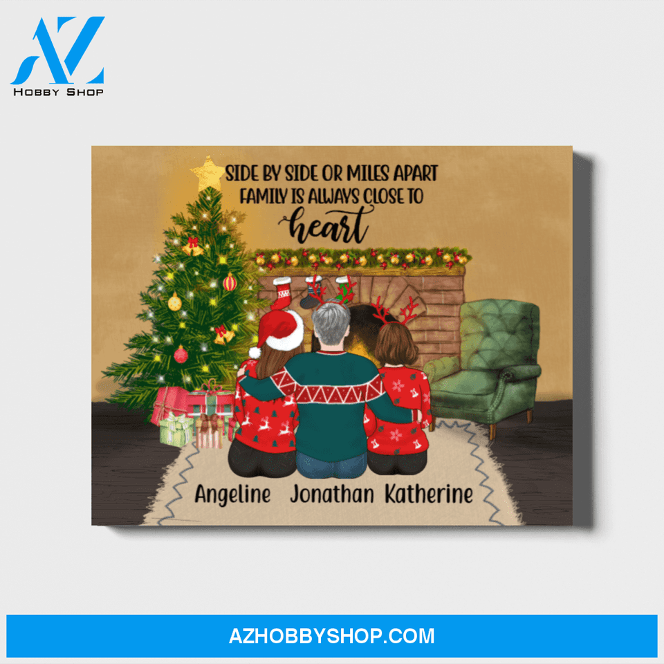 Personalized Landscape Canvas, Parents and Daughters with Text, Custom Gift for Christmas