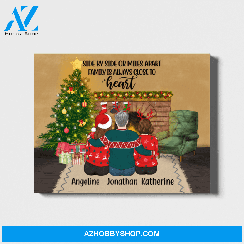 Personalized Landscape Canvas, Parents and Daughters with Text, Custom Gift for Christmas