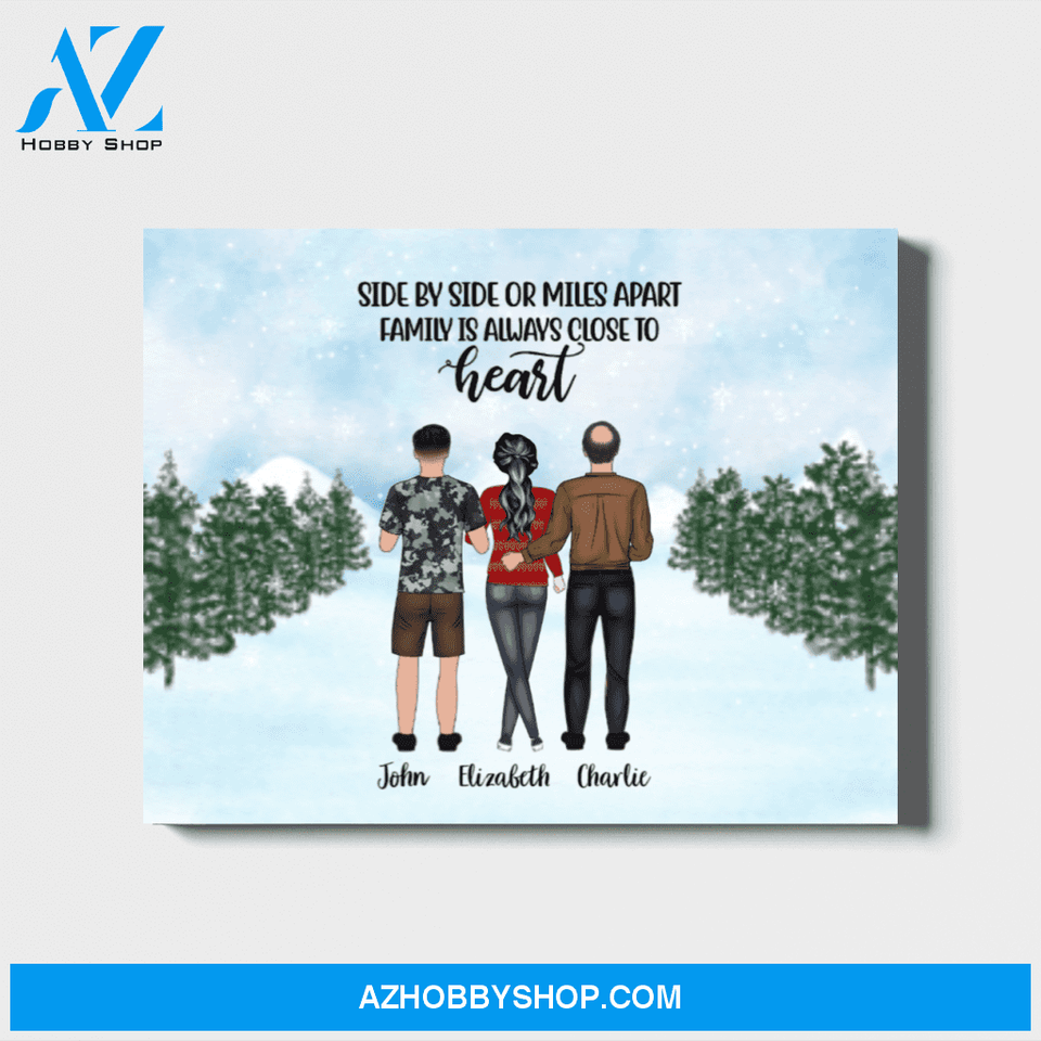 Personalized Landscape Canvas, Three Members Family, Custom Gift for Christmas