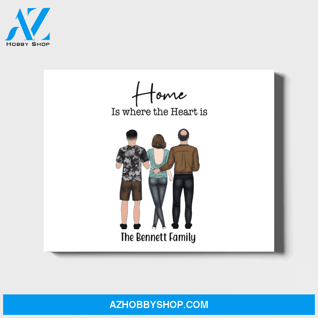 Personalized Landscape Canvas, Three members Family, Custom Gift for Family Lovers