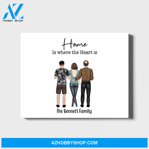Personalized Landscape Canvas, Three members Family, Custom Gift for Family Lovers