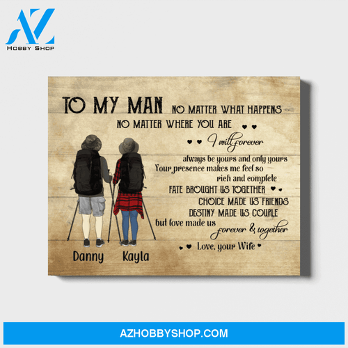 Personalized Landscape Canvas, To My Man, Custom Gift for Hiking Couple